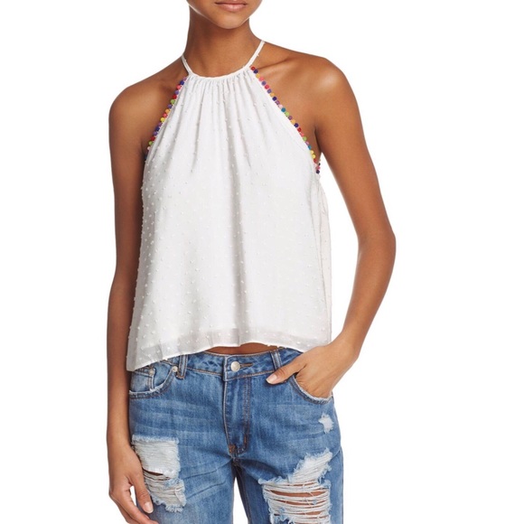 Honey Belle Tops - NWT Honey Belle Pom Pom trim Swiss Dot Tank